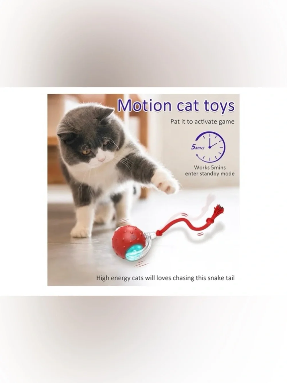 Interactive Cat Toys Ball for Indoor Cats, Motion Activate Cat Toys. NEW